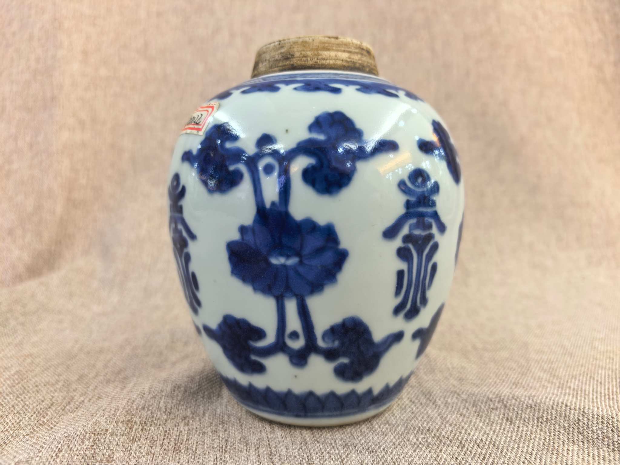 清 青花寿字罐