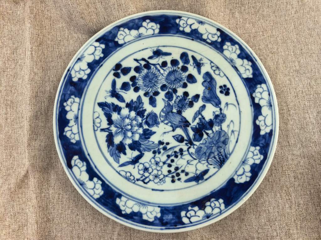 清中期 青花花鸟纹盘
