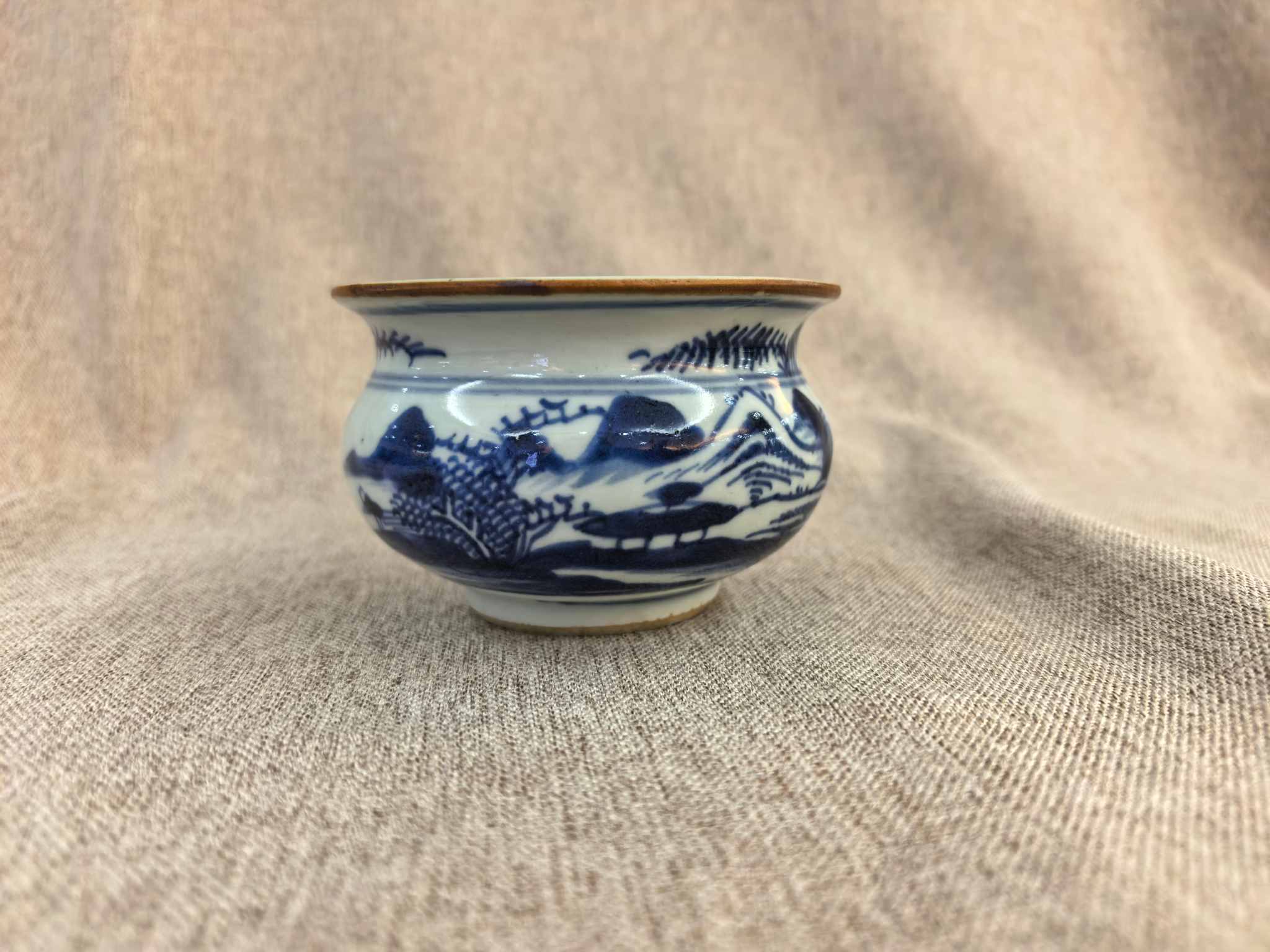 清 青花山水香炉