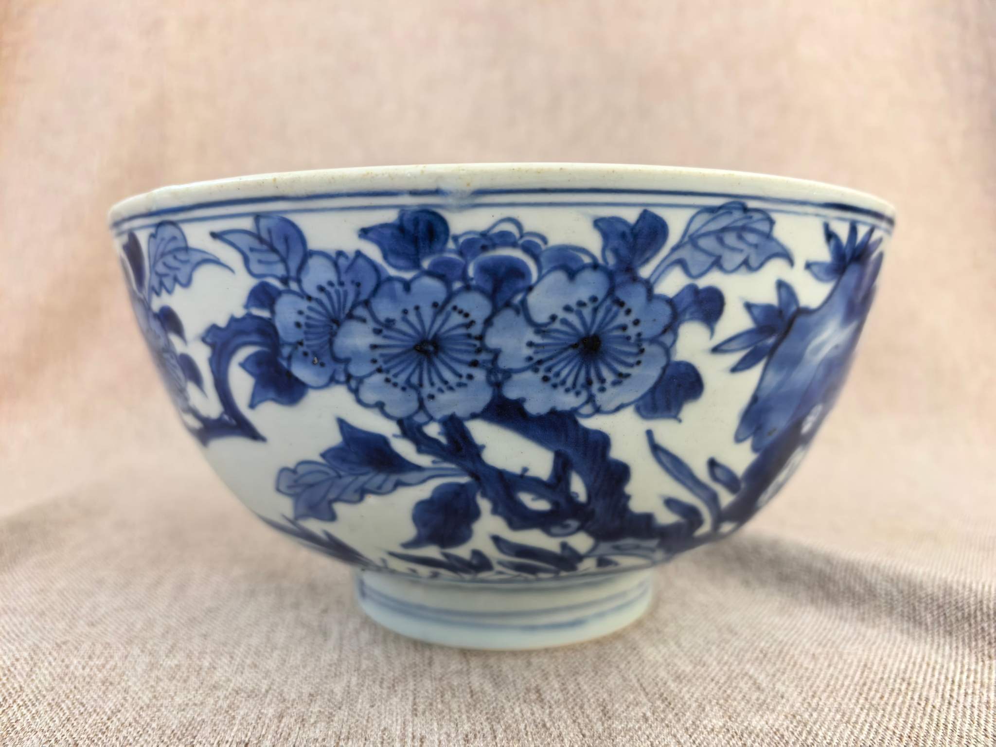 清 青花花鸟碗