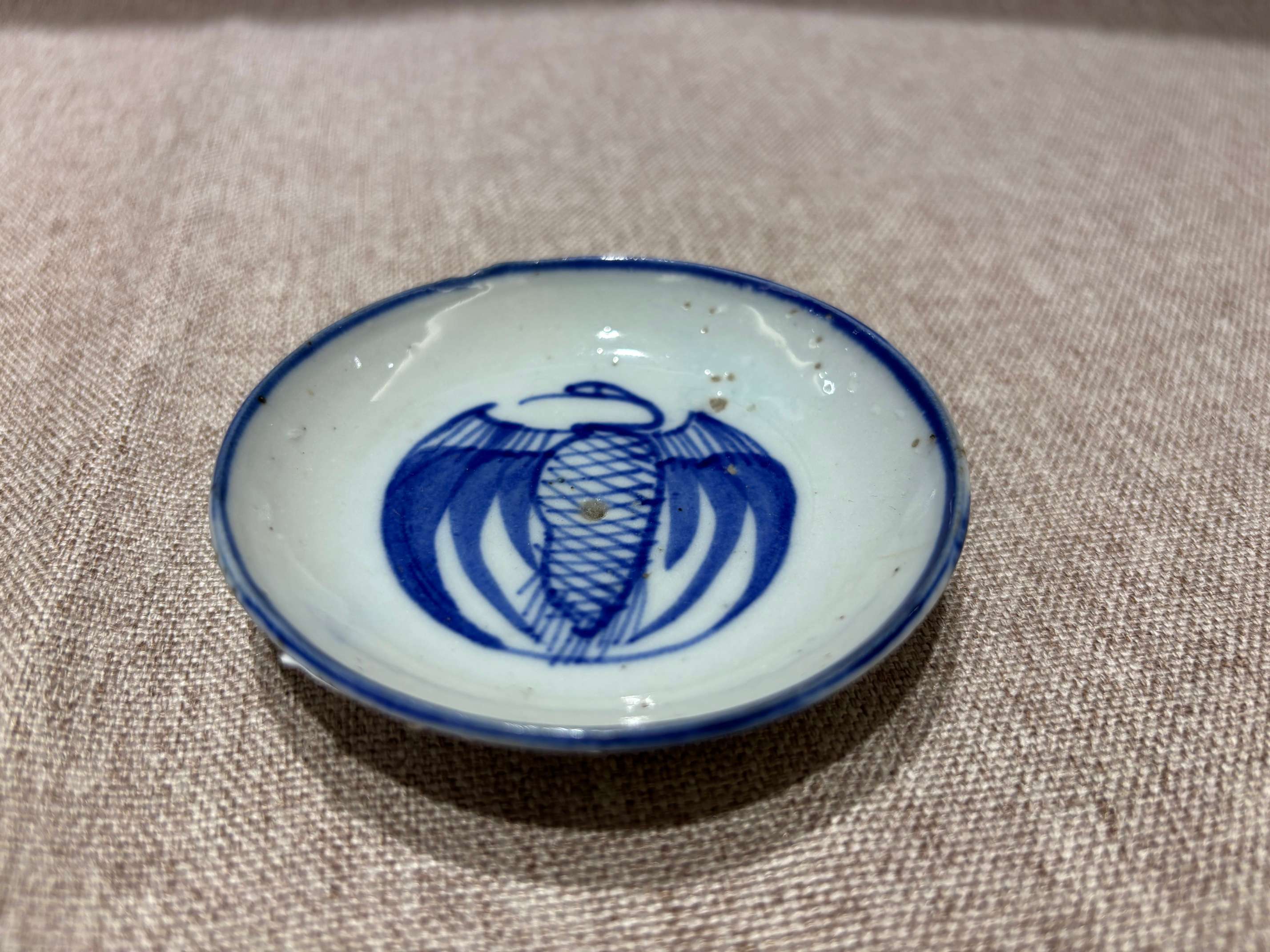 清中期 青花团鹤纹碟